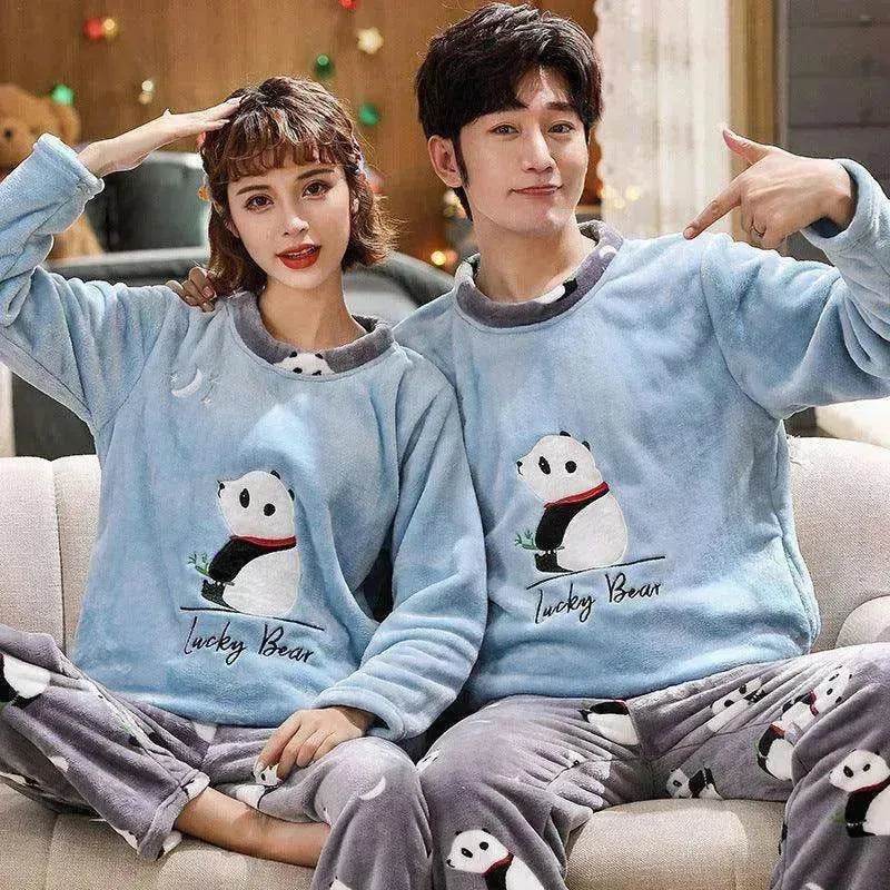 Couples Warm And Velvet Thickened Flannel Home Service Pajamas Set - EX-STOCK Canada
