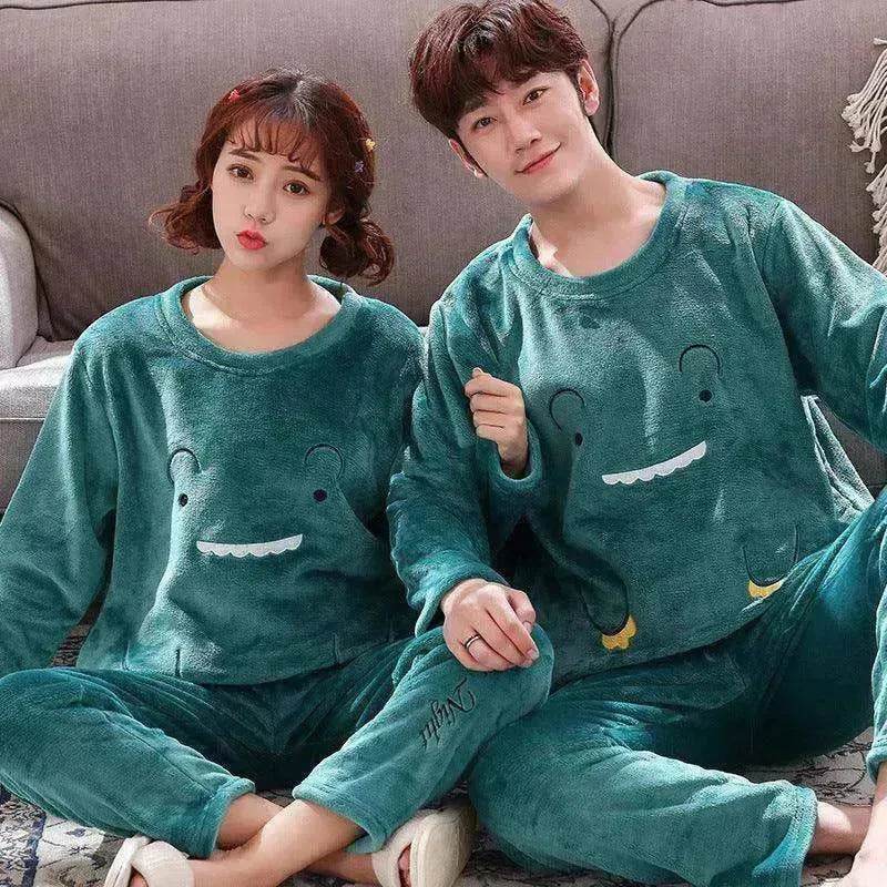 Couples Warm And Velvet Thickened Flannel Home Service Pajamas Set - EX-STOCK Canada