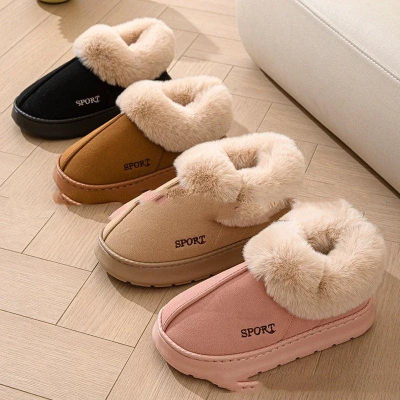 Chaussons en peluche doux et confortables pour femmes, chaussures à plateforme antidérapantes avec doublure en fausse fourrure, semelle silencieuse et ajustement confortable pour une utilisation intérieureEX-STOCK Canada