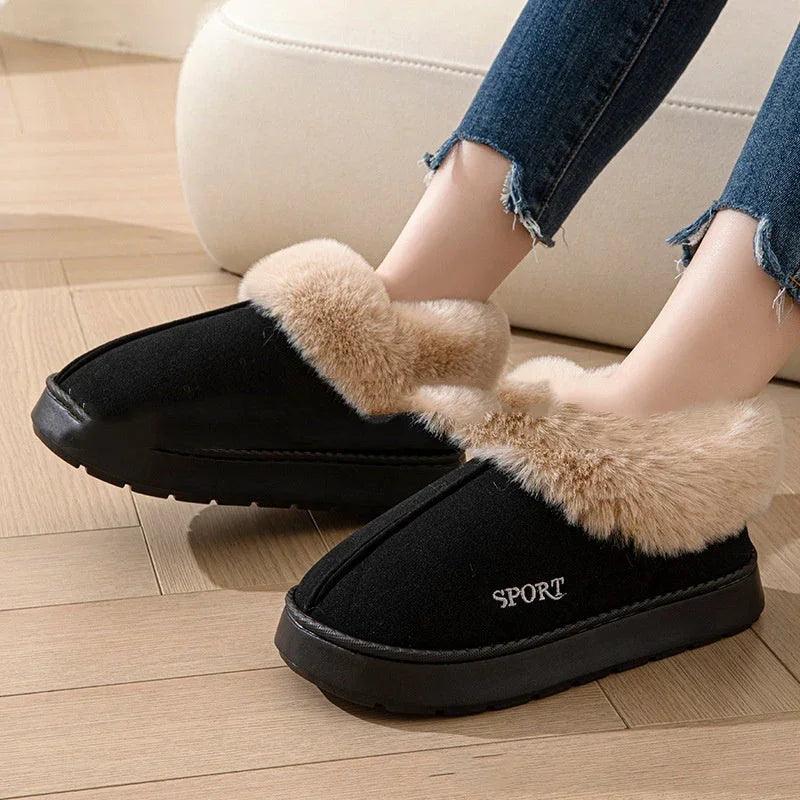Chaussons en peluche doux et confortables pour femmes, chaussures à plateforme antidérapantes avec doublure en fausse fourrure, semelle silencieuse et ajustement confortable pour une utilisation intérieureEX-STOCK Canada