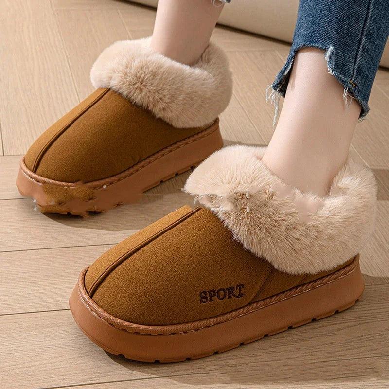 Chaussons en peluche doux et confortables pour femmes, chaussures à plateforme antidérapantes avec doublure en fausse fourrure, semelle silencieuse et ajustement confortable pour une utilisation intérieureEX-STOCK Canada