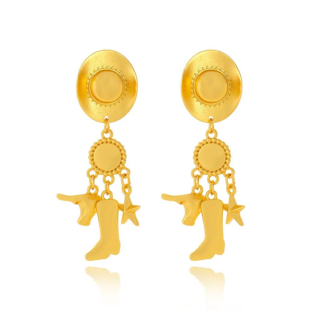 Creative Long Cowboy Hat Eardrops Earrings - EX-STOCK Canada