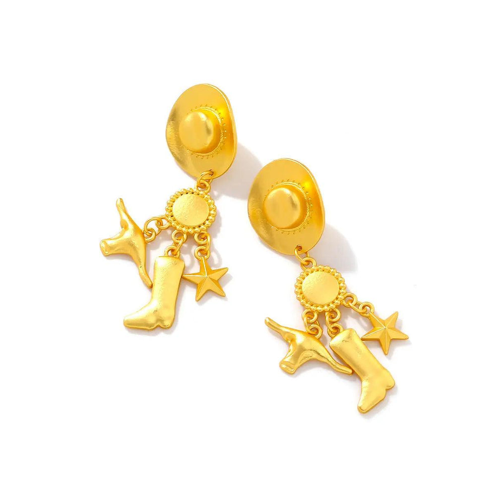 Creative Long Cowboy Hat Eardrops Earrings - EX-STOCK Canada