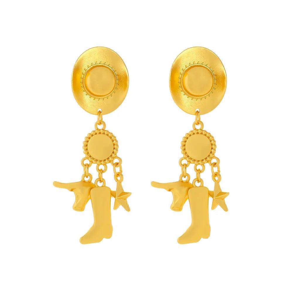 Creative Long Cowboy Hat Eardrops Earrings - EX-STOCK Canada