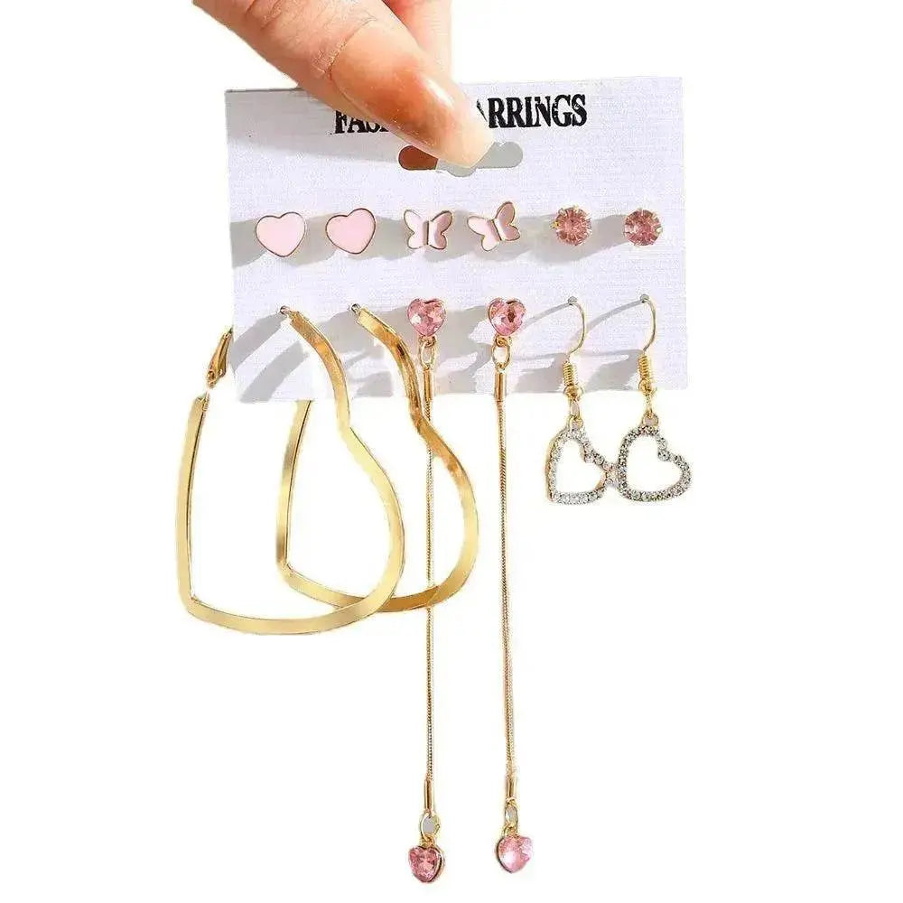 Creative Simple Retro Love Star Chain Ear rings Set - EX-STOCK Canada