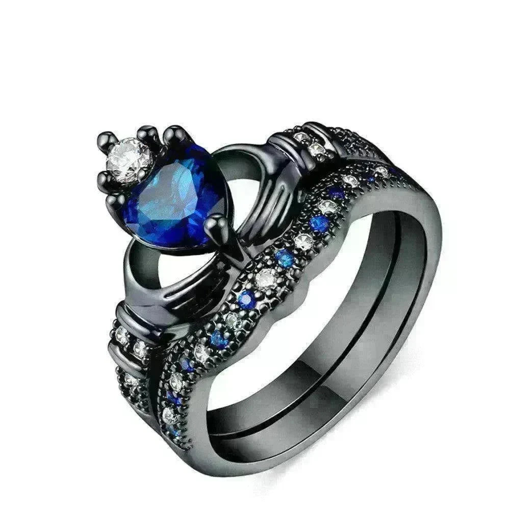 Crown heart sapphire Inlaid female ring - EX-STOCK CANADA