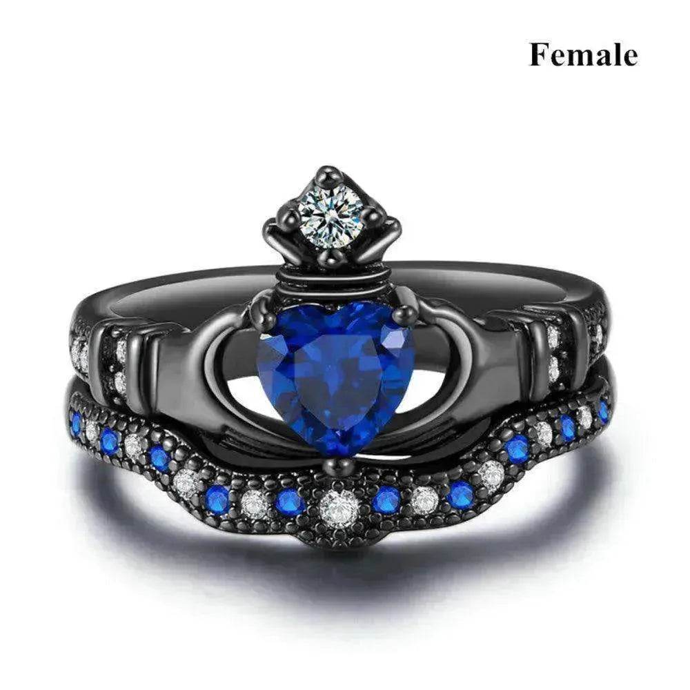 Crown heart sapphire Inlaid female ring - EX-STOCK Canada