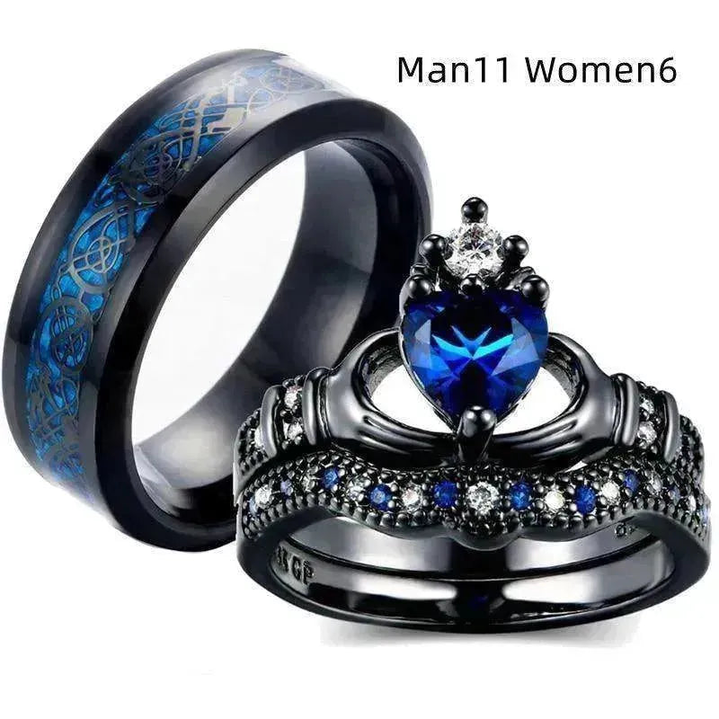 Anello femminile con cuore a corona in zaffiro incastonato - EX-STOCK CANADA