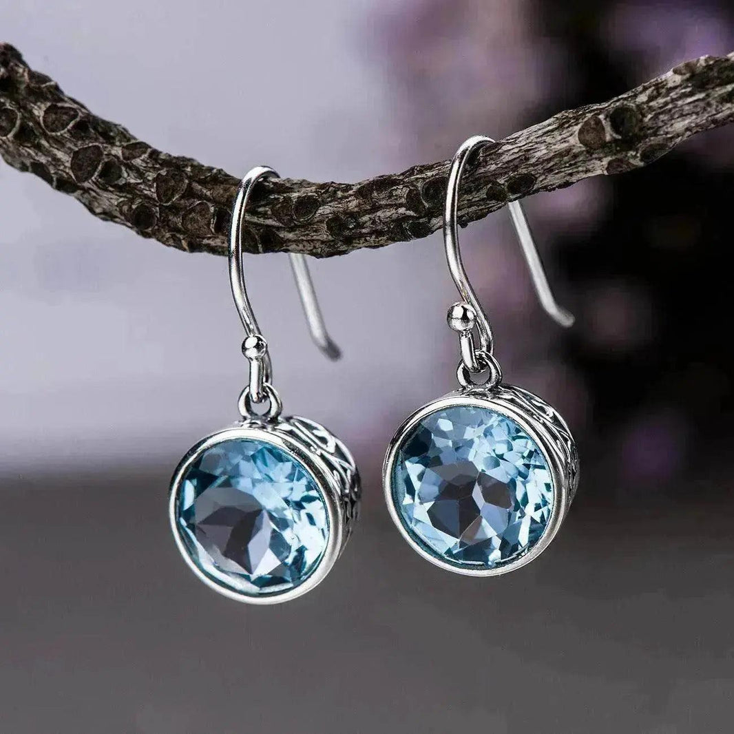 Pendientes Simples de Cristal Cuadrado Azul Marino - EX-STOCK Canada