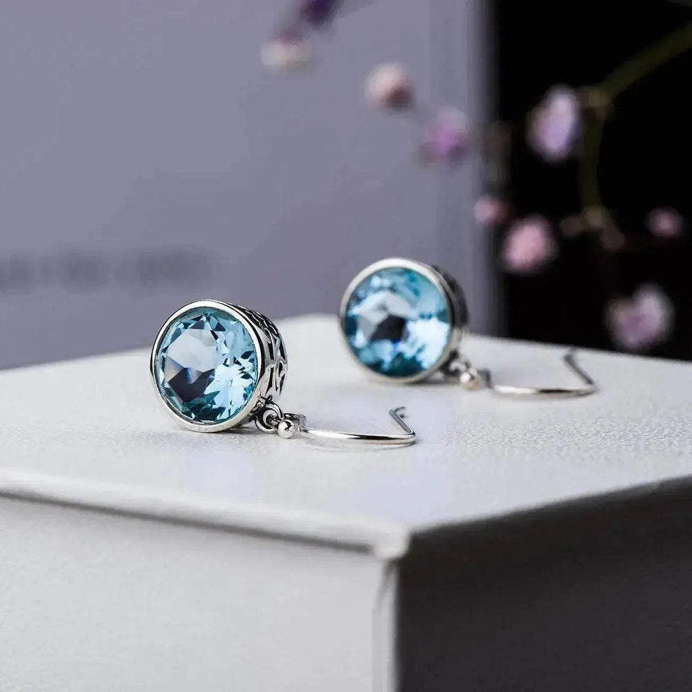 Pendientes Simples de Cristal Cuadrado Azul Marino - EX-STOCK Canada