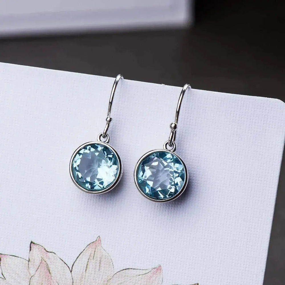 Crystal Square Sea Blue Simple Earrings - EX-STOCK Canada