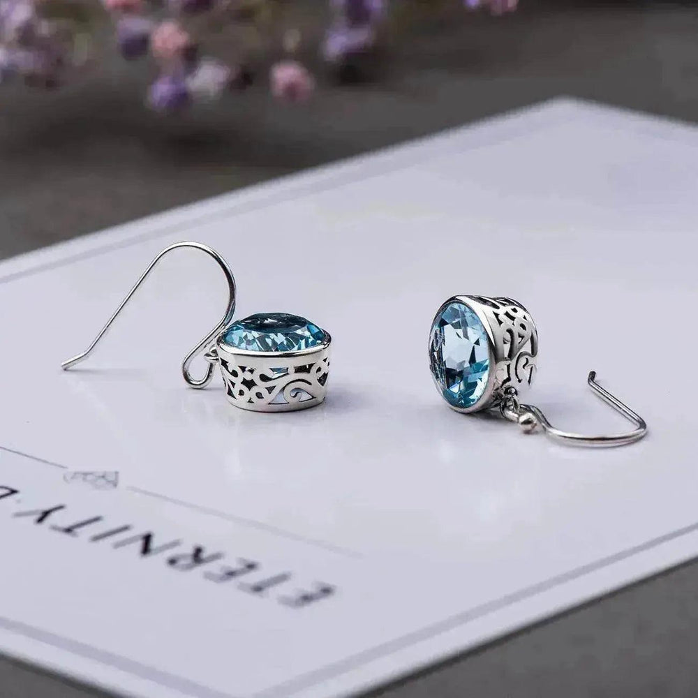 Pendientes Simples de Cristal Cuadrado Azul Marino - EX-STOCK Canada