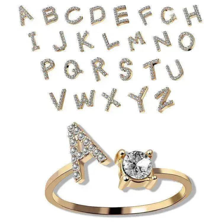 Customizable 26-Letter Ring: Fashionable & Elegant Jewelry - EX-STOCK Canada