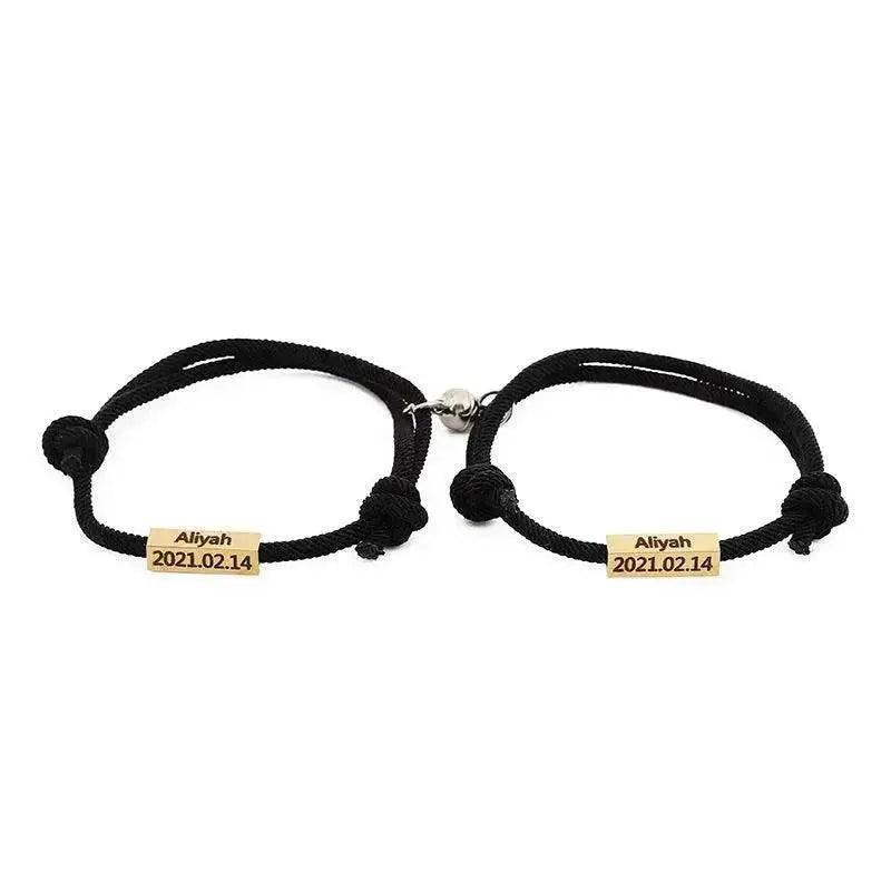 Customized Name Bracelet Eternal Love Magnet Staniless Steel Couples Bracelet - EX-STOCK Canada