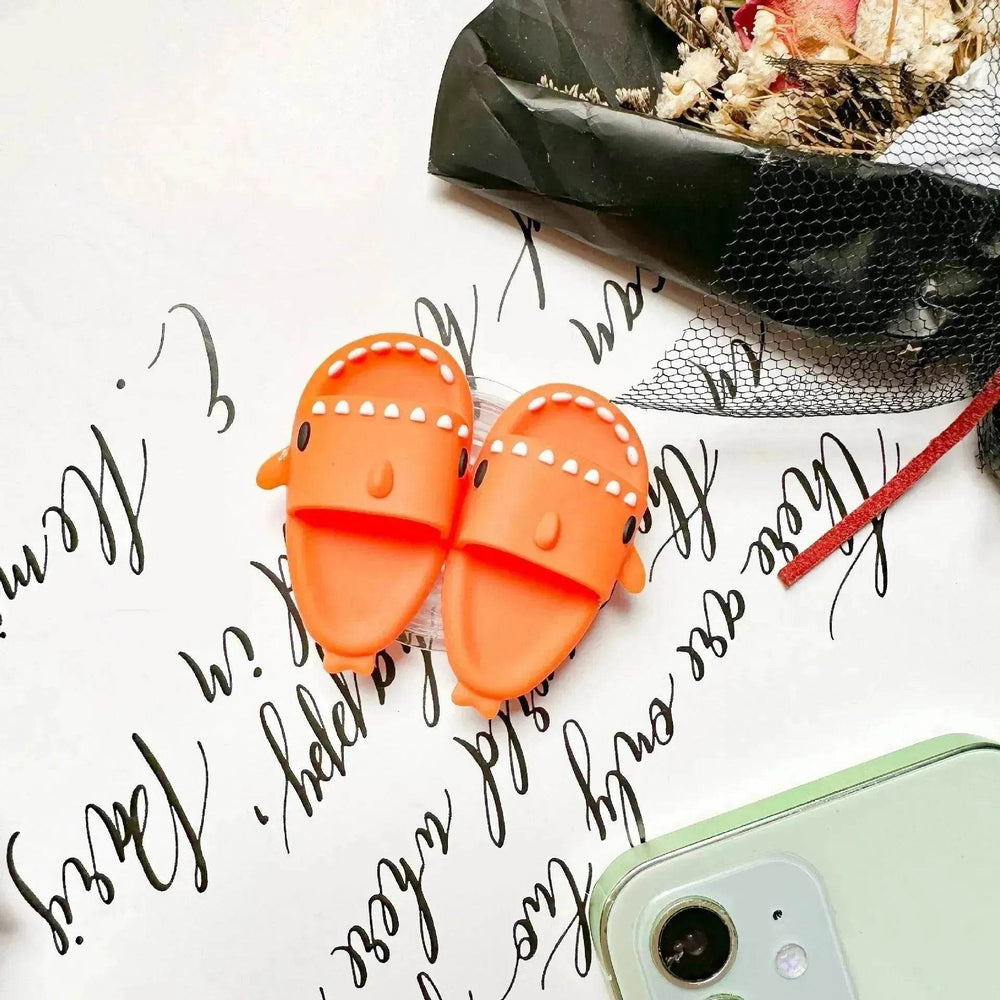 Cute Little Shark Simulation Slippers Phone Case Airbag Bracket Adhesive Retractable Watch Binge-watching Net Class Support Frame - EX-STOCK Canada