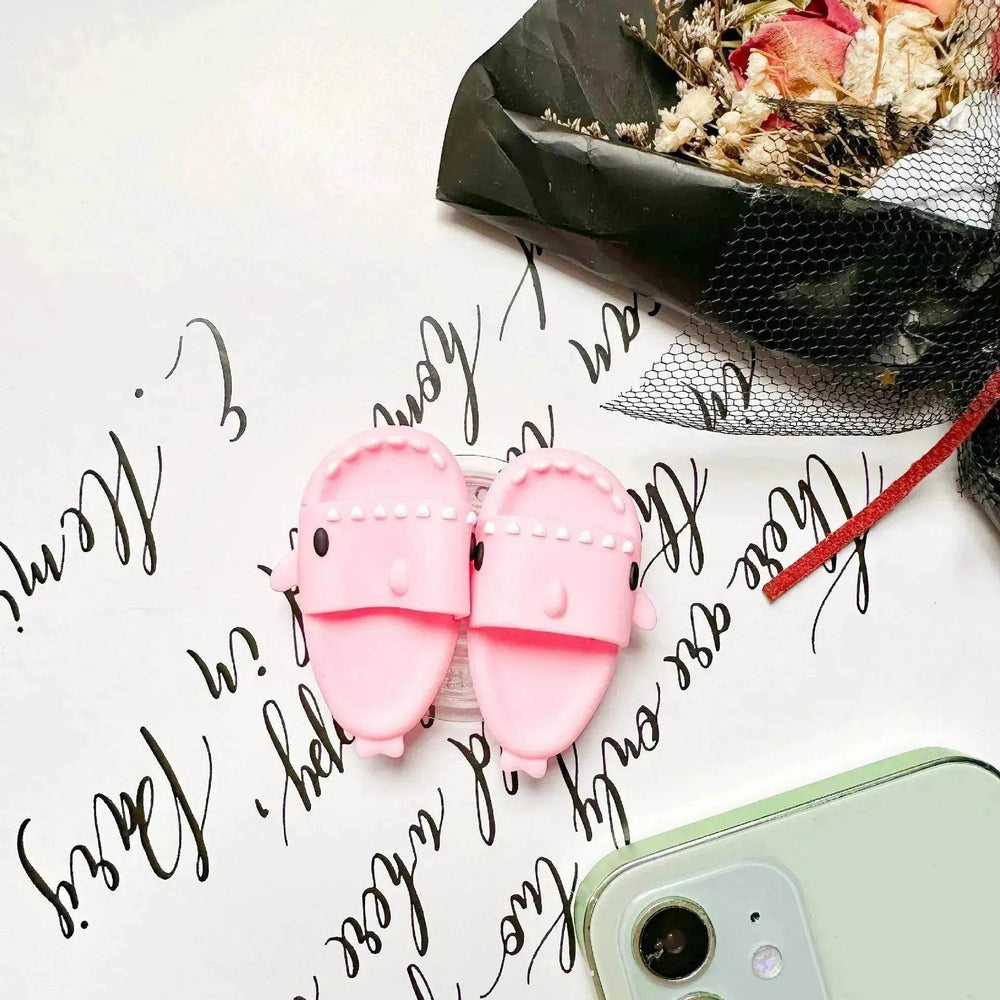 Cute Little Shark Simulation Slippers Phone Case Airbag Bracket Adhesive Retractable Watch Binge-watching Net Class Support Frame - EX-STOCK Canada