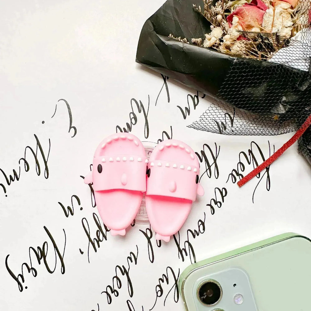 Cute Little Shark Simulation Slippers Phone Case Airbag Bracket Adhesive Retractable Watch Binge-watching Net Class Support Frame - EX-STOCK CANADA