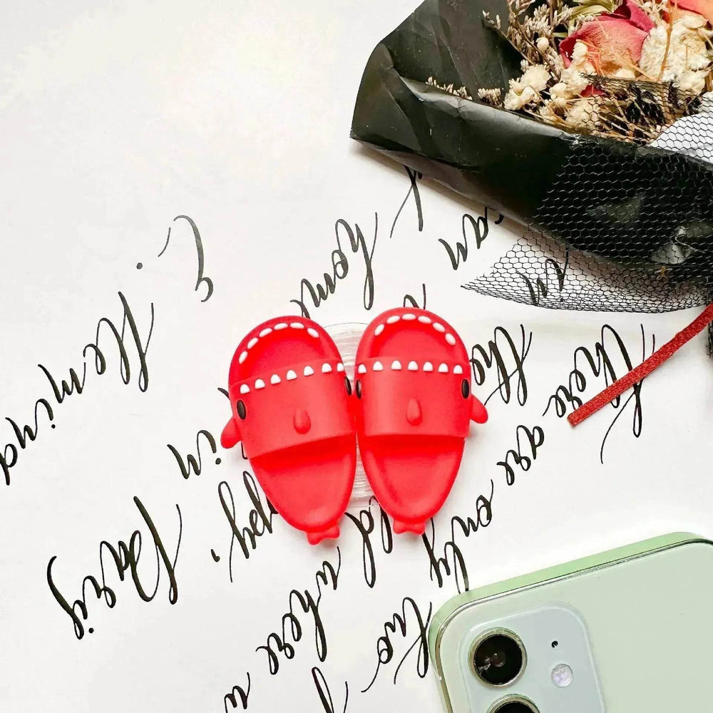 Cute Little Shark Simulation Slippers Phone Case Airbag Bracket Adhesive Retractable Watch Binge-watching Net Class Support Frame - EX-STOCK Canada