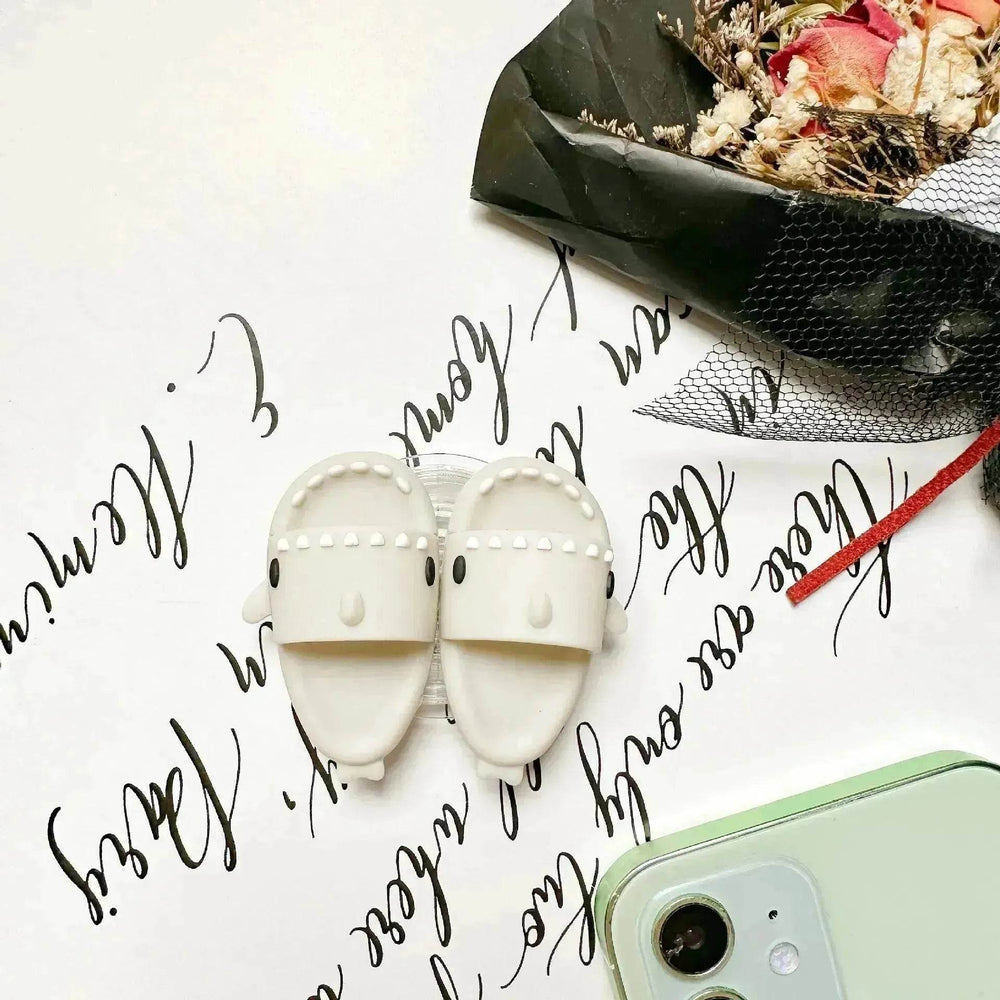 Cute Little Shark Simulation Slippers Phone Case Airbag Bracket Adhesive Retractable Watch Binge-watching Net Class Support Frame - EX-STOCK Canada