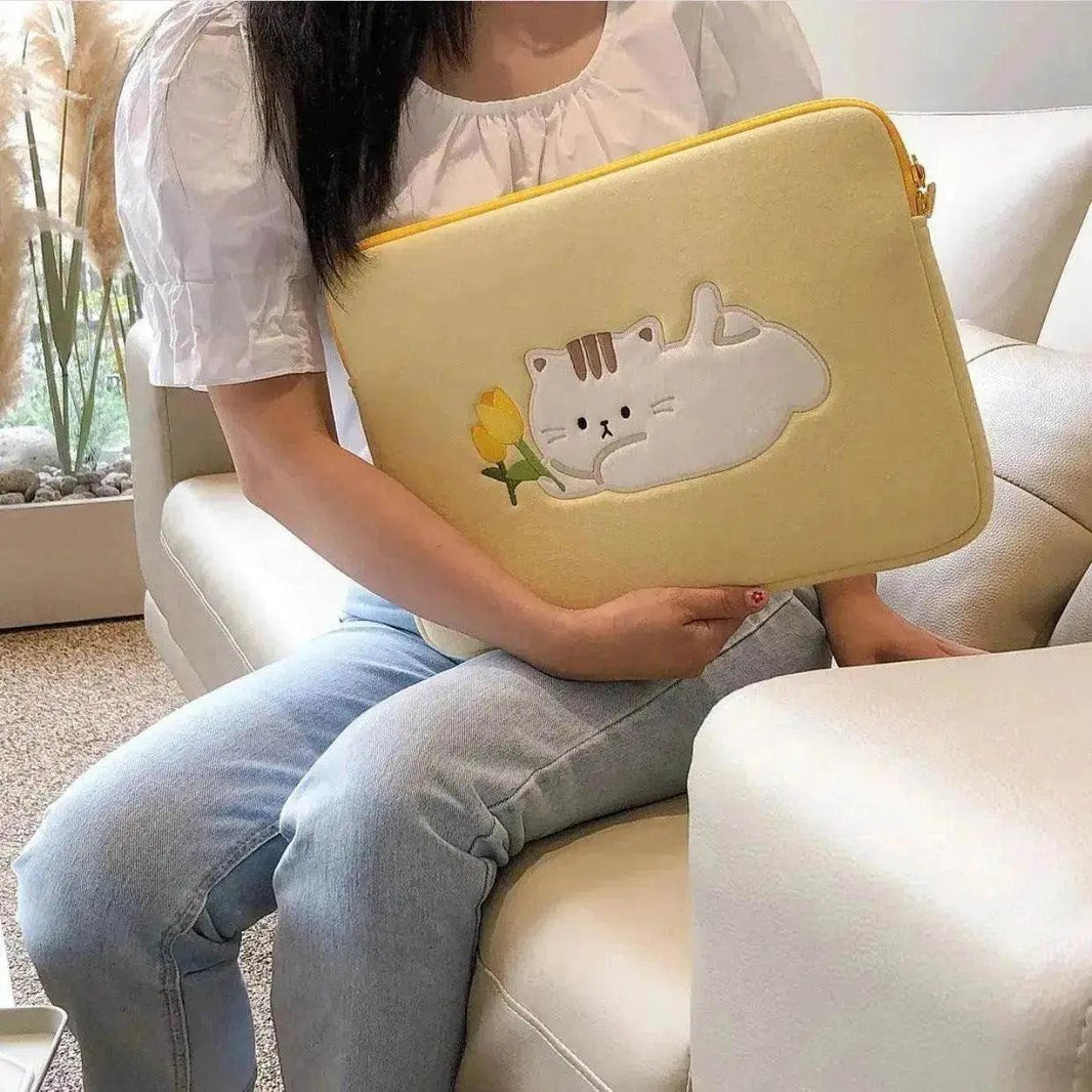 Sac de rangement pour ordinateur portable et tablette Chaton Tulipe Mignon - EX-STOCK Canada