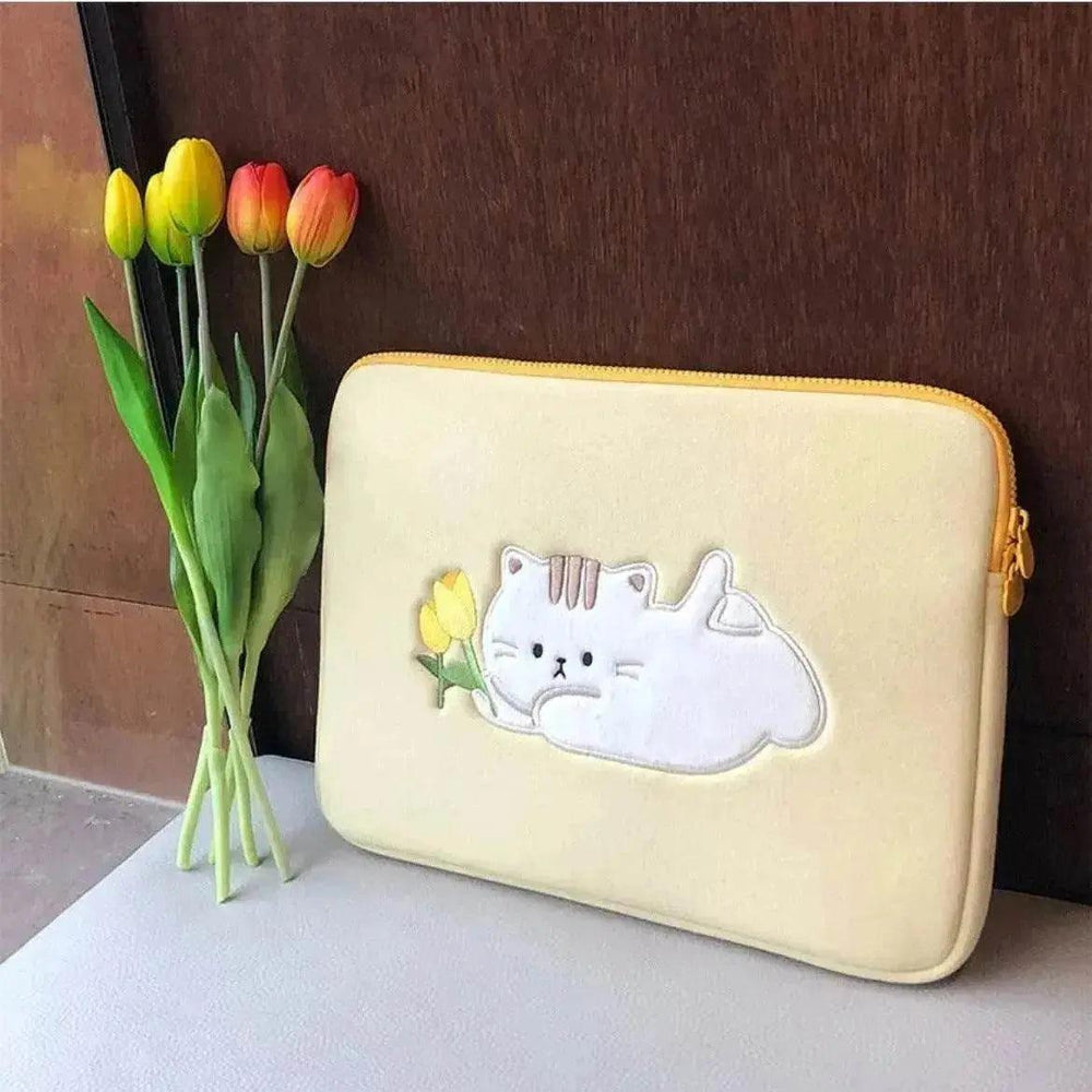 Bolsa de almacenamiento para portátil y tablet de gatito tulipán lindo - EX-STOCK Canada
