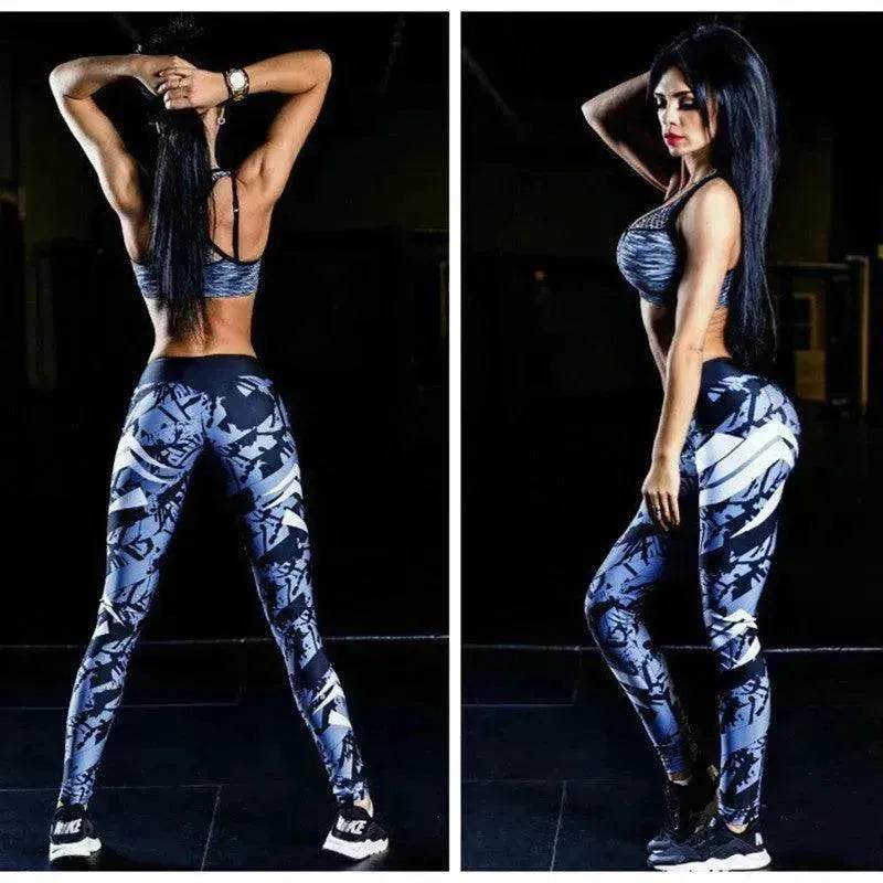 Leggings de sport moulants imprimés bleu foncé - EX-STOCK Canada