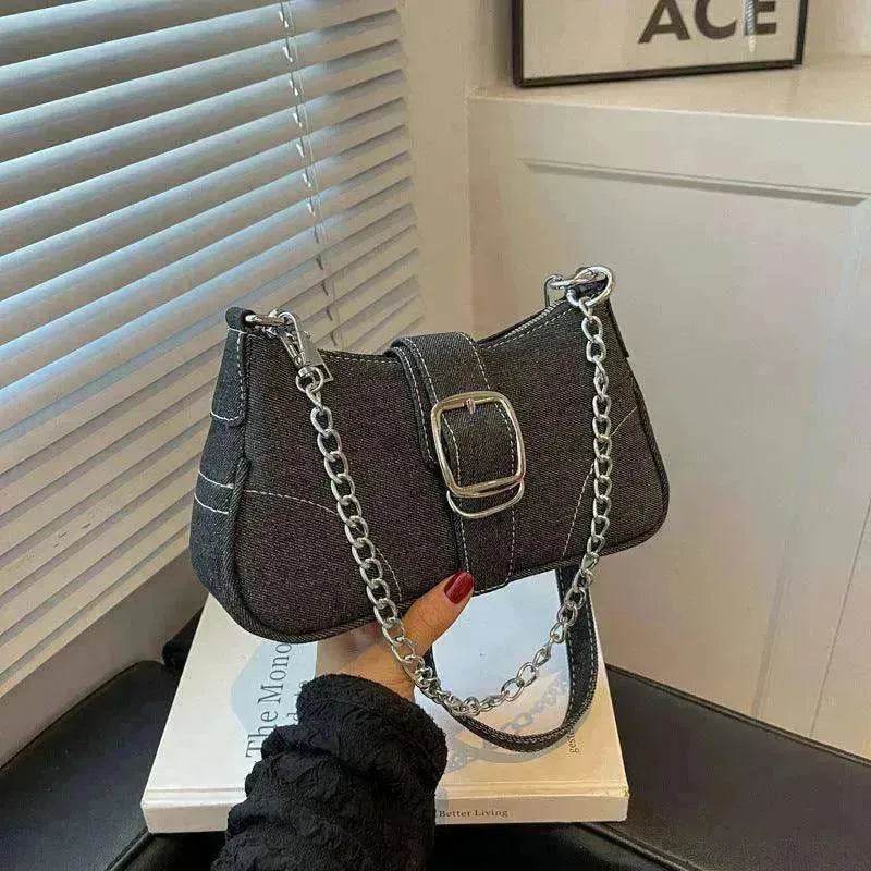 Denim Shoulder Bags Women's Fashion Chains Handbag Crossbody Bags Small Square Armpit Bag - EX-STOCK Canada