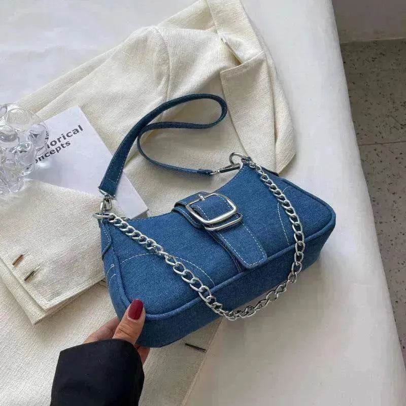 Denim Shoulder Bags Women's Fashion Chains Handbag Crossbody Bags Small Square Armpit Bag - EX-STOCK Canada
