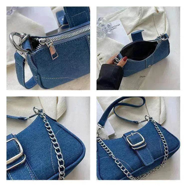 Denim Shoulder Bags Women's Fashion Chains Handbag Crossbody Bags Small Square Armpit Bag - EX-STOCK Canada