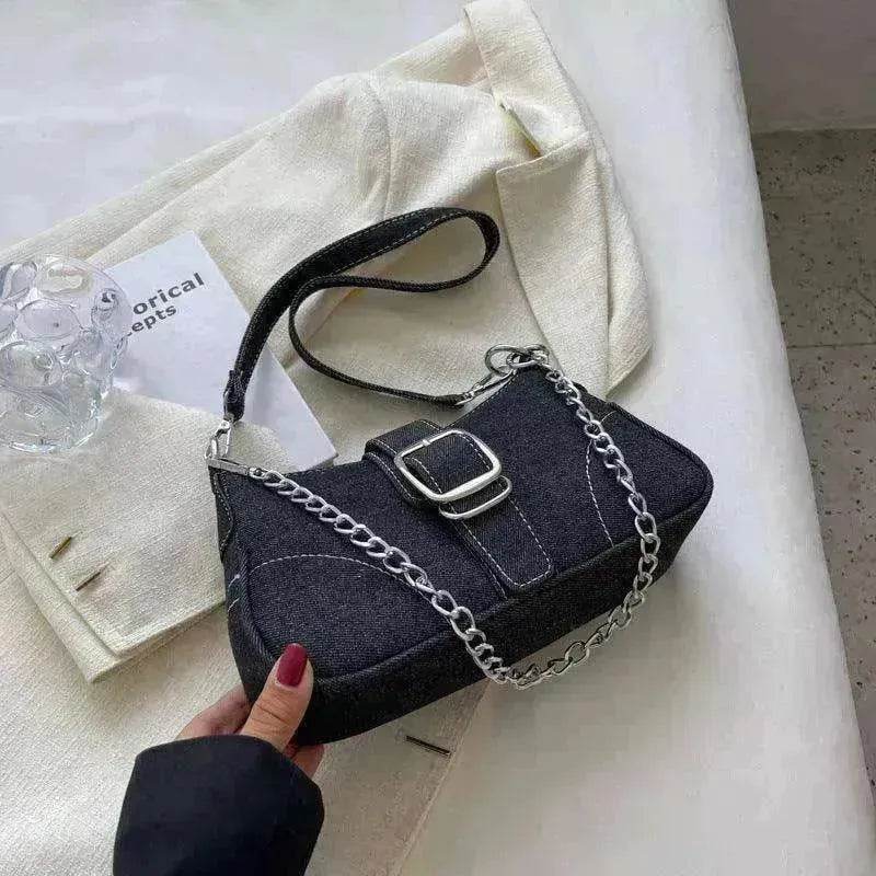 Denim Shoulder Bags Women's Fashion Chains Handbag Crossbody Bags Small Square Armpit Bag - EX-STOCK Canada