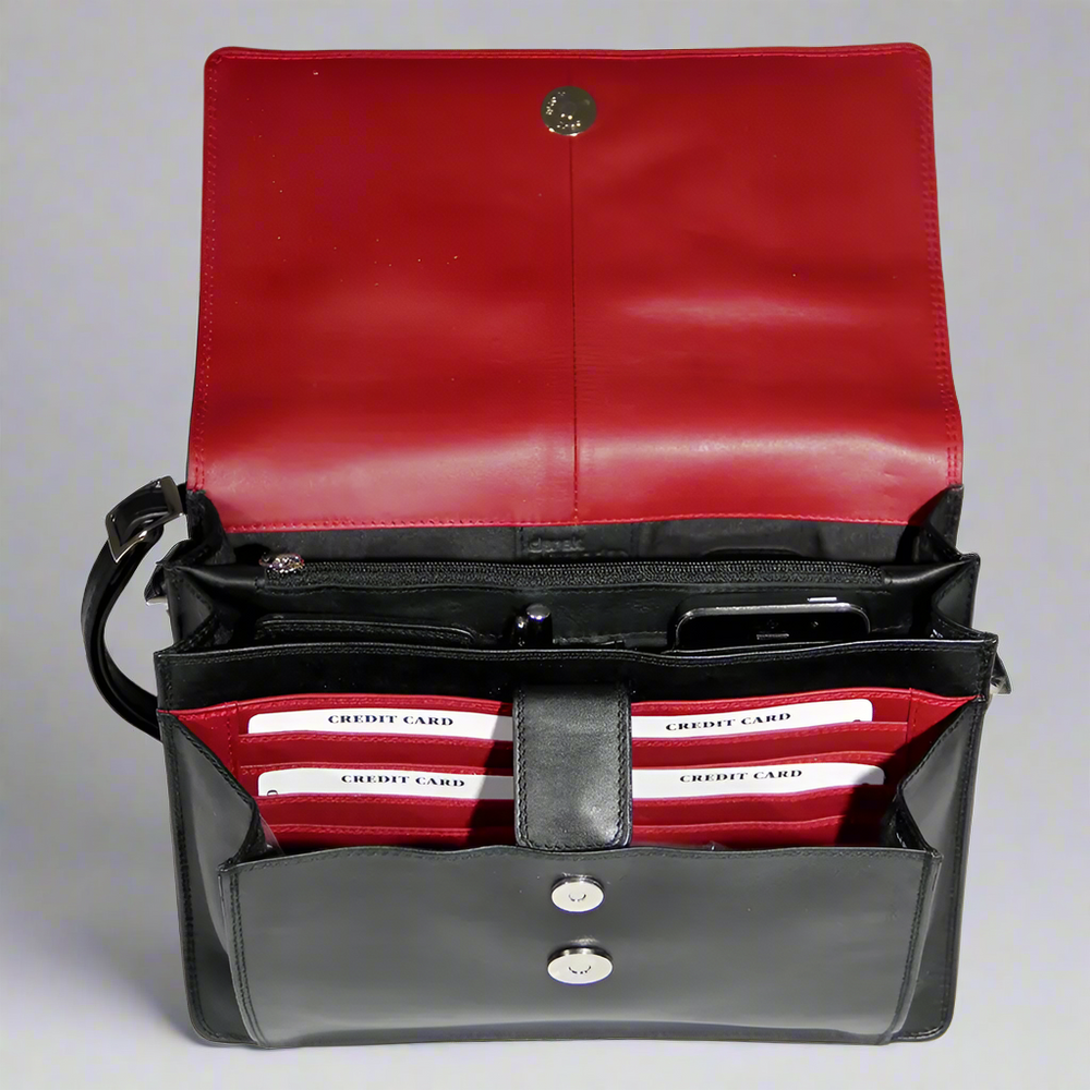 Borsa a tracolla in pelle tipo messenger Derek Alexander Half Flap OrganizerEX-STOCK Canada