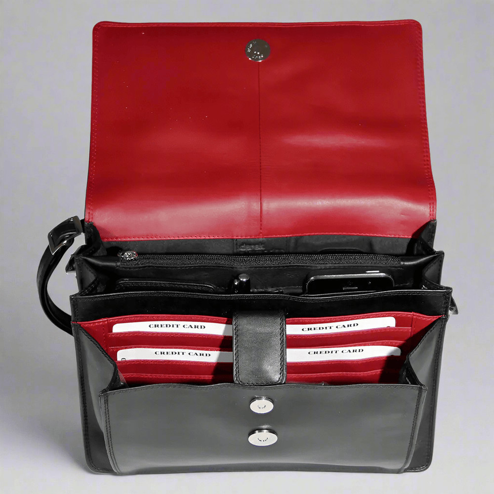 Sac bandoulière en cuir Derek Alexander Half Flap OrganizerEX-STOCK Canada