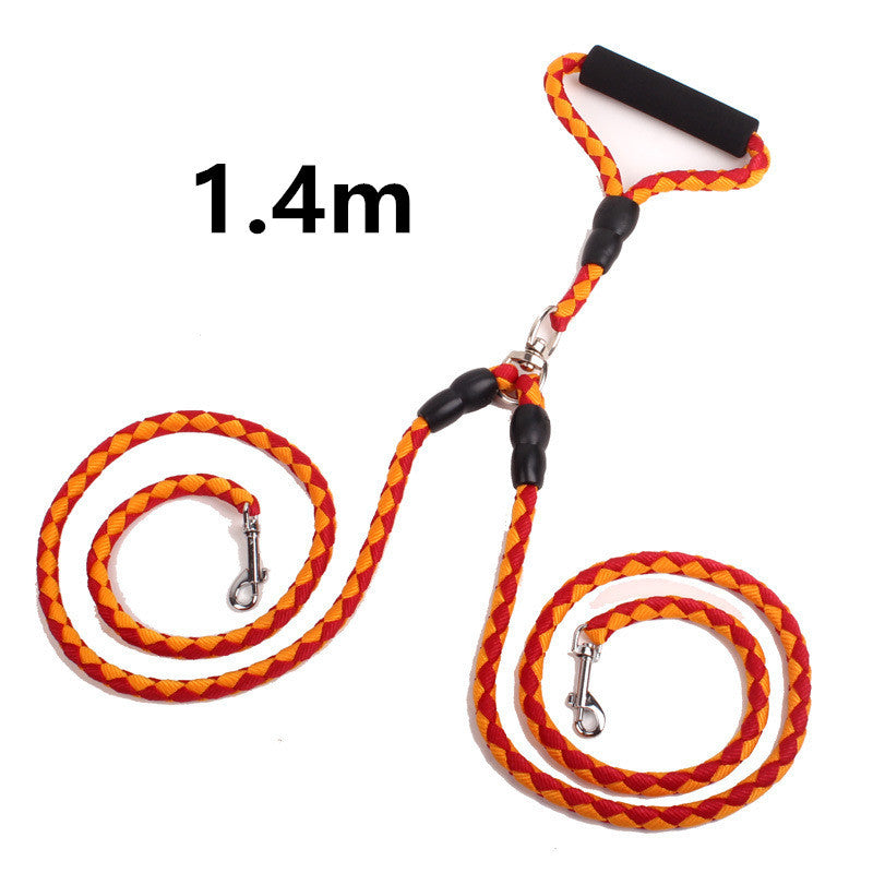 Double-Ended Traction Rope For Walking The Dog Hand-Double-Ended Traction Rope One Plus Two Leash Collar Pet Supplies Dog Collar EX-STOCK Canada