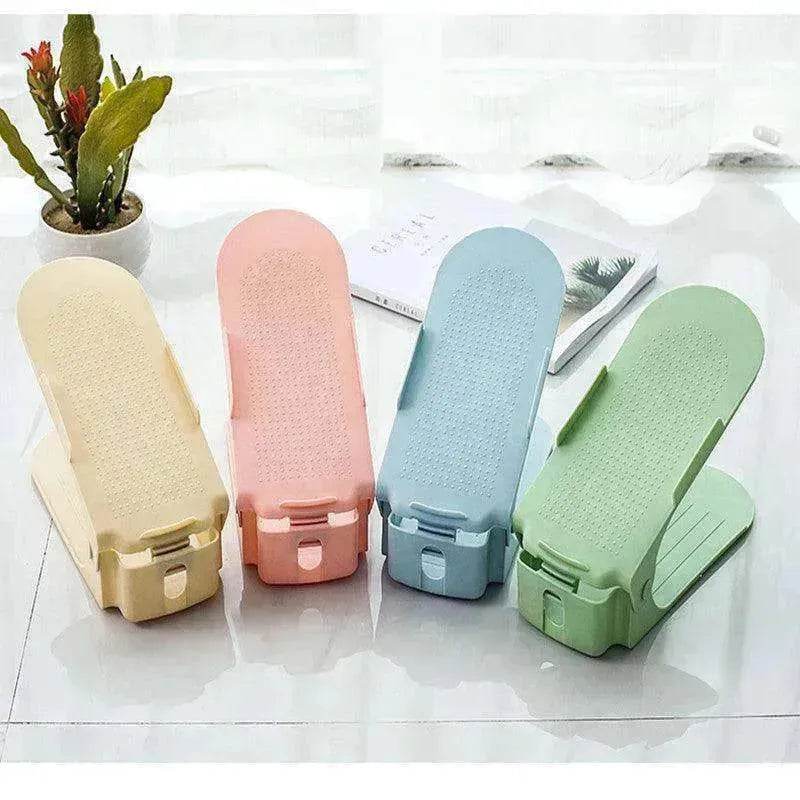 Double Stackable Shoes Shelf Storage Plastic Adjustable Shoes Rack Cabinets - EX-STOCK Canada