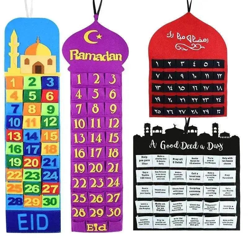 تقويم حائط من القماش العربي مزين لعيد رمضان - EX-STOCK Canada