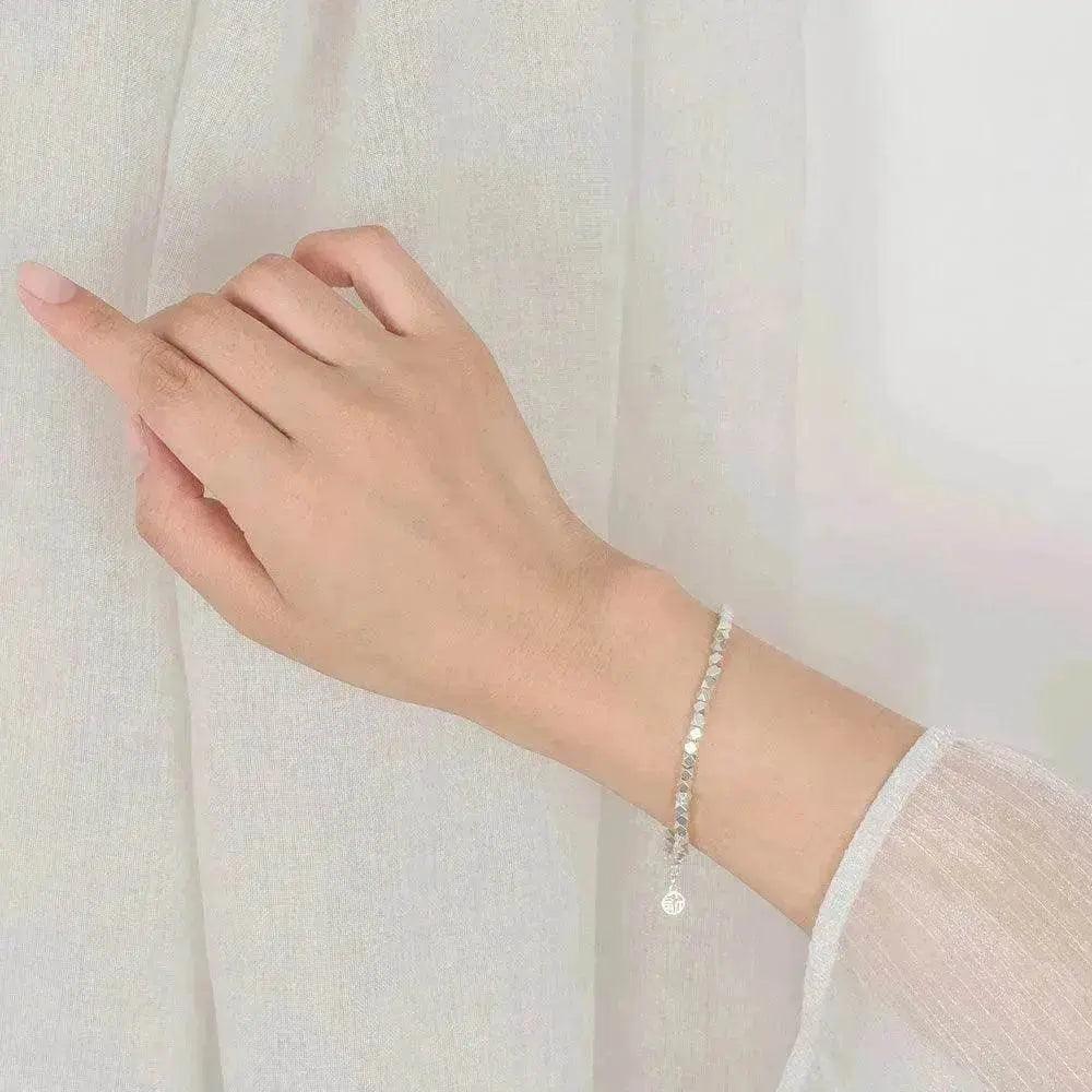 Elegant Light Luxury Silver-plated Broken Silver Blessing Card Bracelet - EX-STOCK Canada