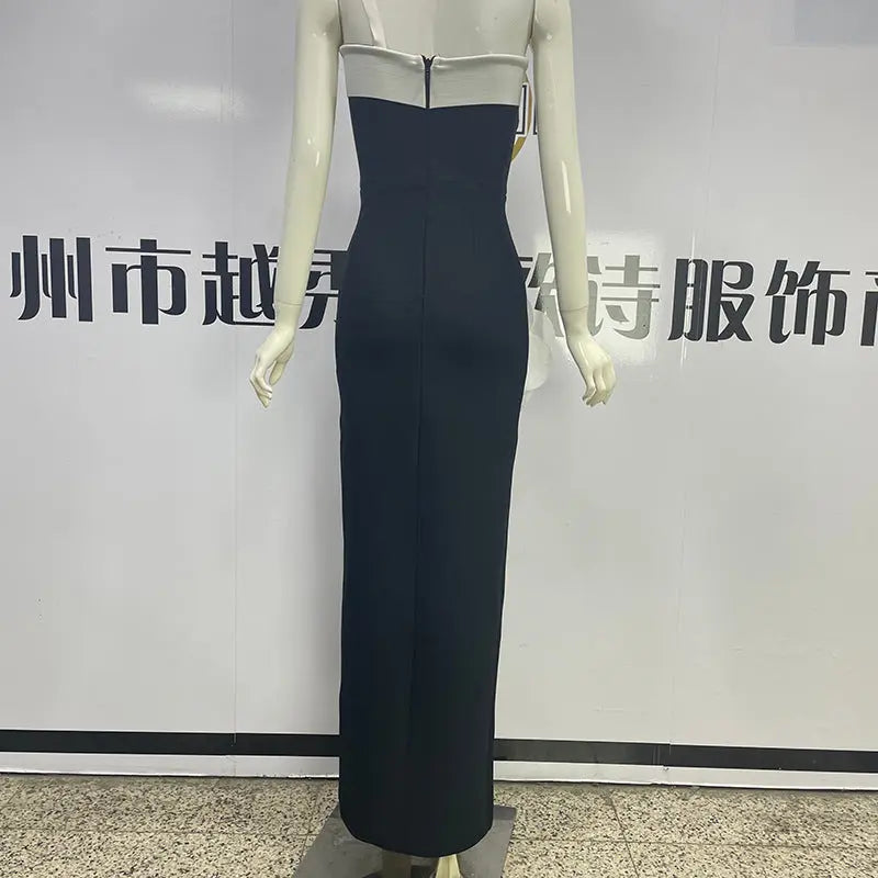 Robe noire longue tube à fleurs brodées pour mariage, soirée ou cocktail - EX-STOCK Canada