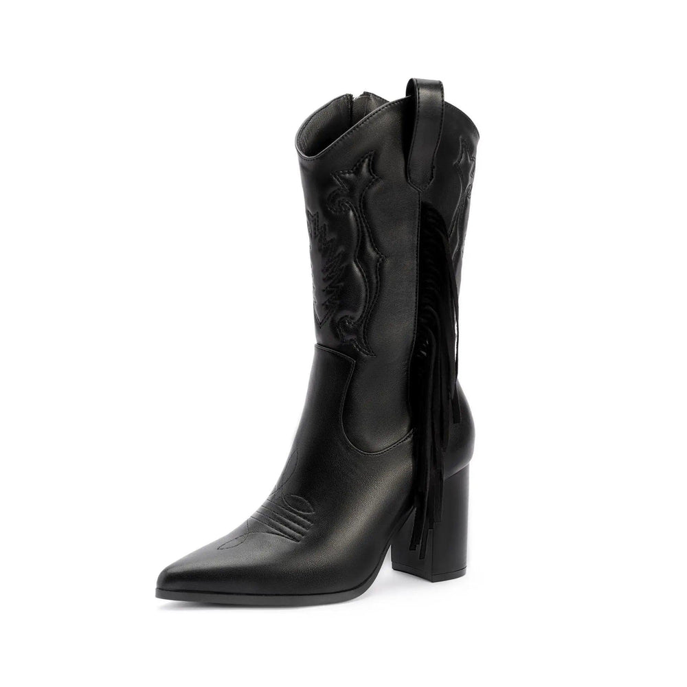 Botte de cowboy occidentale nouvelle blanche avec pampille brodée - EX-STOCK Canada