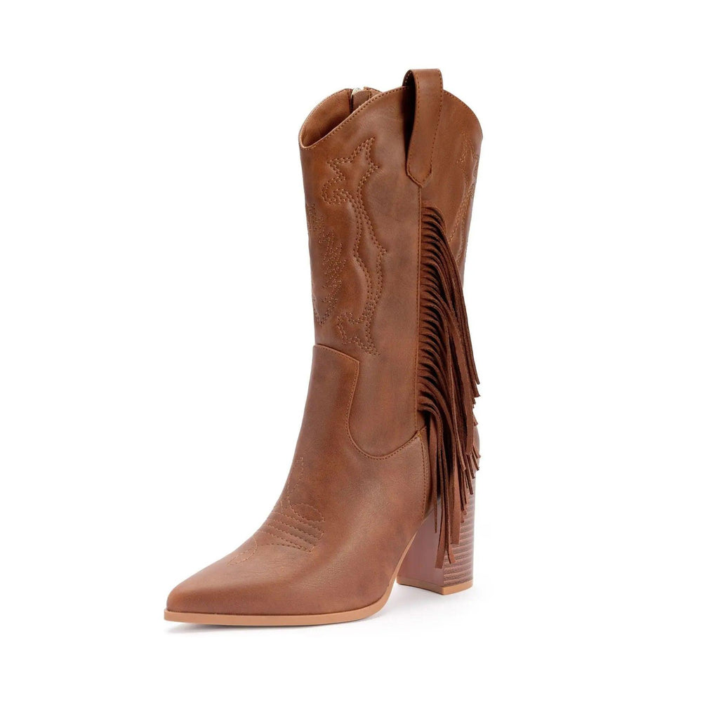 Botte de cowboy occidentale nouvelle blanche avec pampille brodée - EX-STOCK Canada
