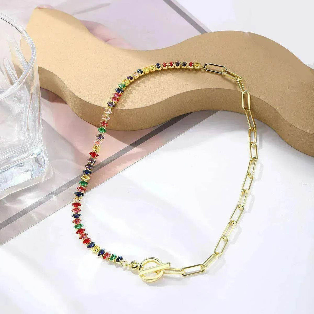 European And American Accessories Stitching Mixed Color Zircon Necklace - EX-STOCK Canada