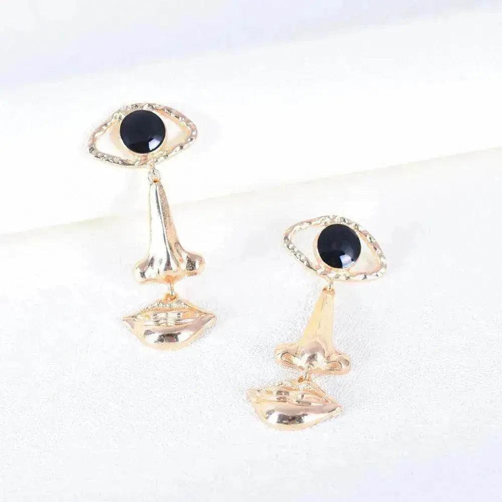 Exaggerated Long Retro Nose Lips Eye Dangle Earrings - EX-STOCK Canada