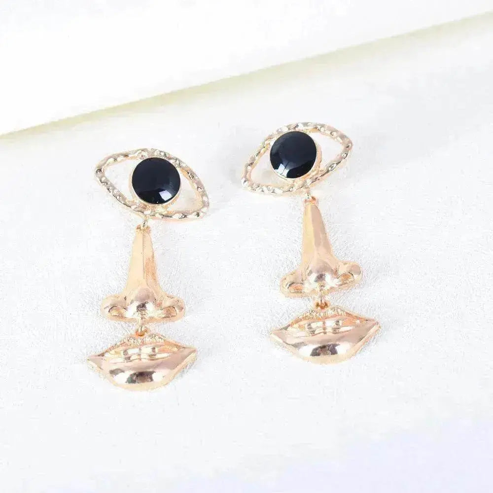Exaggerated Long Retro Nose Lips Eye Dangle Earrings - EX-STOCK Canada