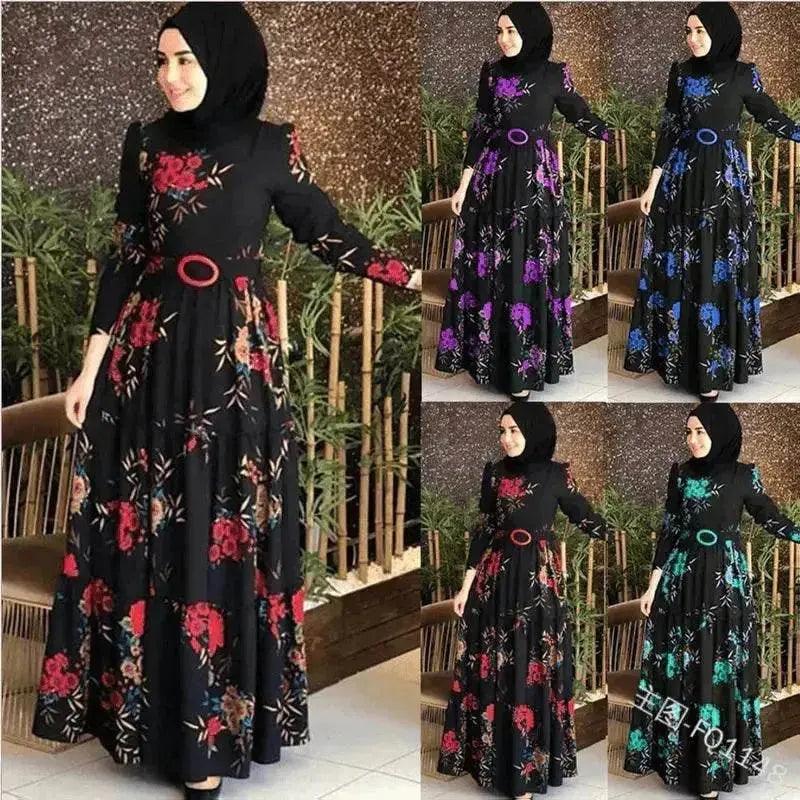 فستان طويل الأكمام بنقشة الأزهار للموضة للنساء العرب في الشرق الأوسط دبي تركيا EX-STOCK Canada