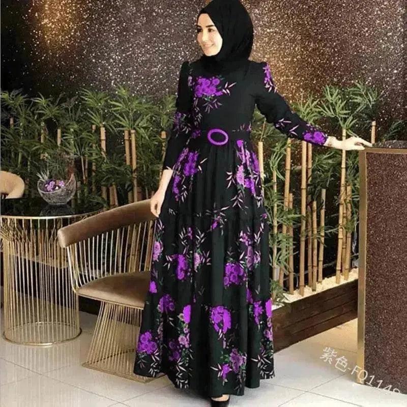 فستان طويل الأكمام بنقشة الأزهار للموضة للنساء العرب في الشرق الأوسط دبي تركيا EX-STOCK Canada