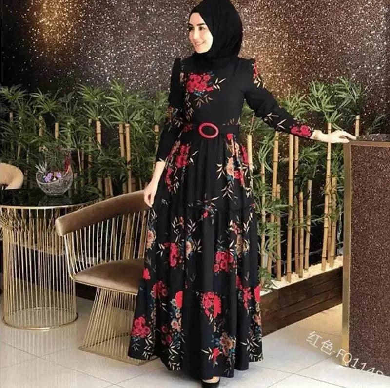فستان طويل الأكمام بنقشة الأزهار للموضة للنساء العرب في الشرق الأوسط دبي تركيا EX-STOCK Canada