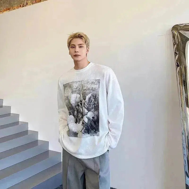 Fashion Painting Printing Long Sleeve Shirt top. - EX-STOCK Canada