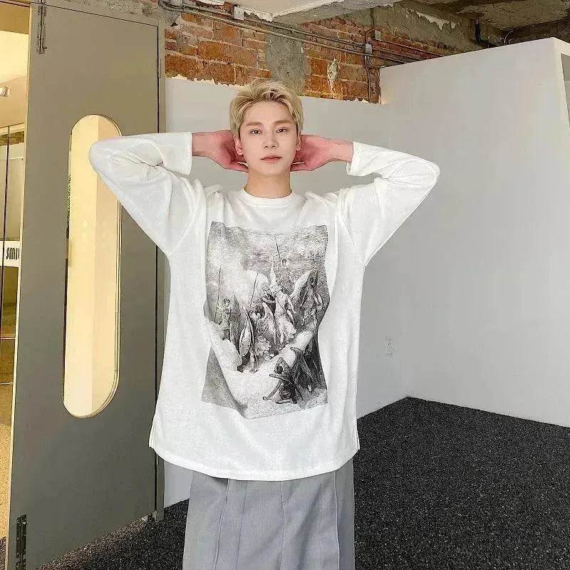 Fashion Painting Printing Long Sleeve Shirt top. - EX-STOCK Canada