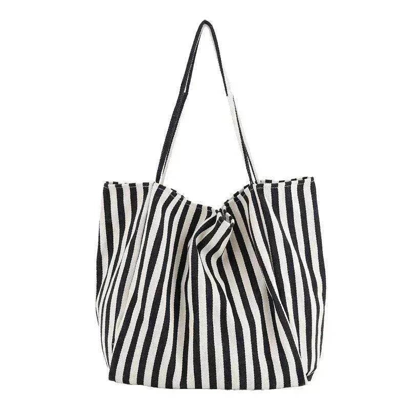 Fashion Shopper Handbags Women Striped Canvas Totes - EX-STOCK Canada