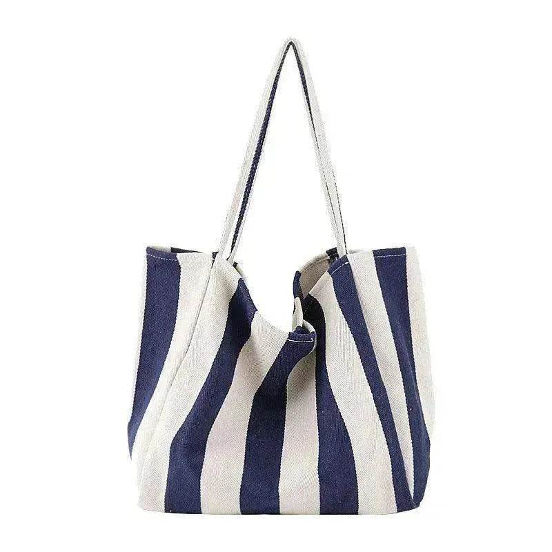 Fashion Shopper Handbags Women Striped Canvas Totes - EX-STOCK Canada