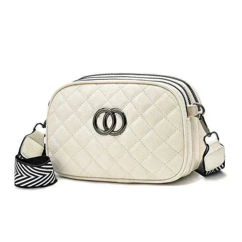 Fashion Shoulder Bag With Three Zippers Wide Shoulder Strap Small Square Bag Women - EX-STOCK Canada